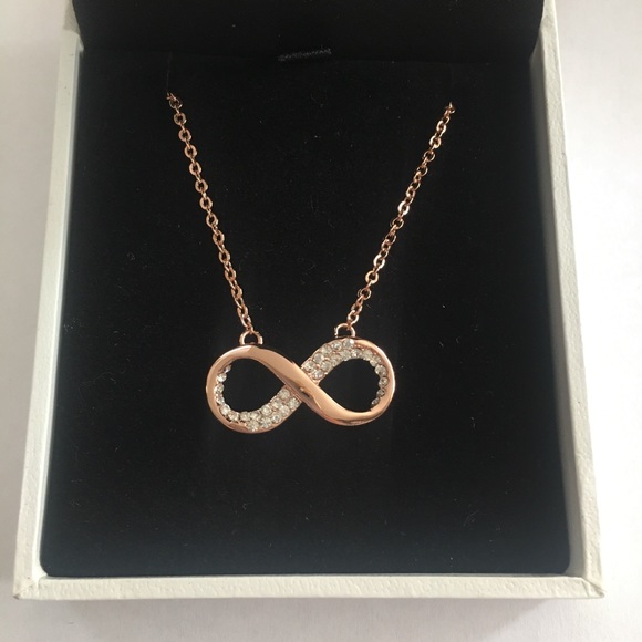 Rose gold plated & cz infinity designer necklace NWOT in gift box - Picture 5 of 6